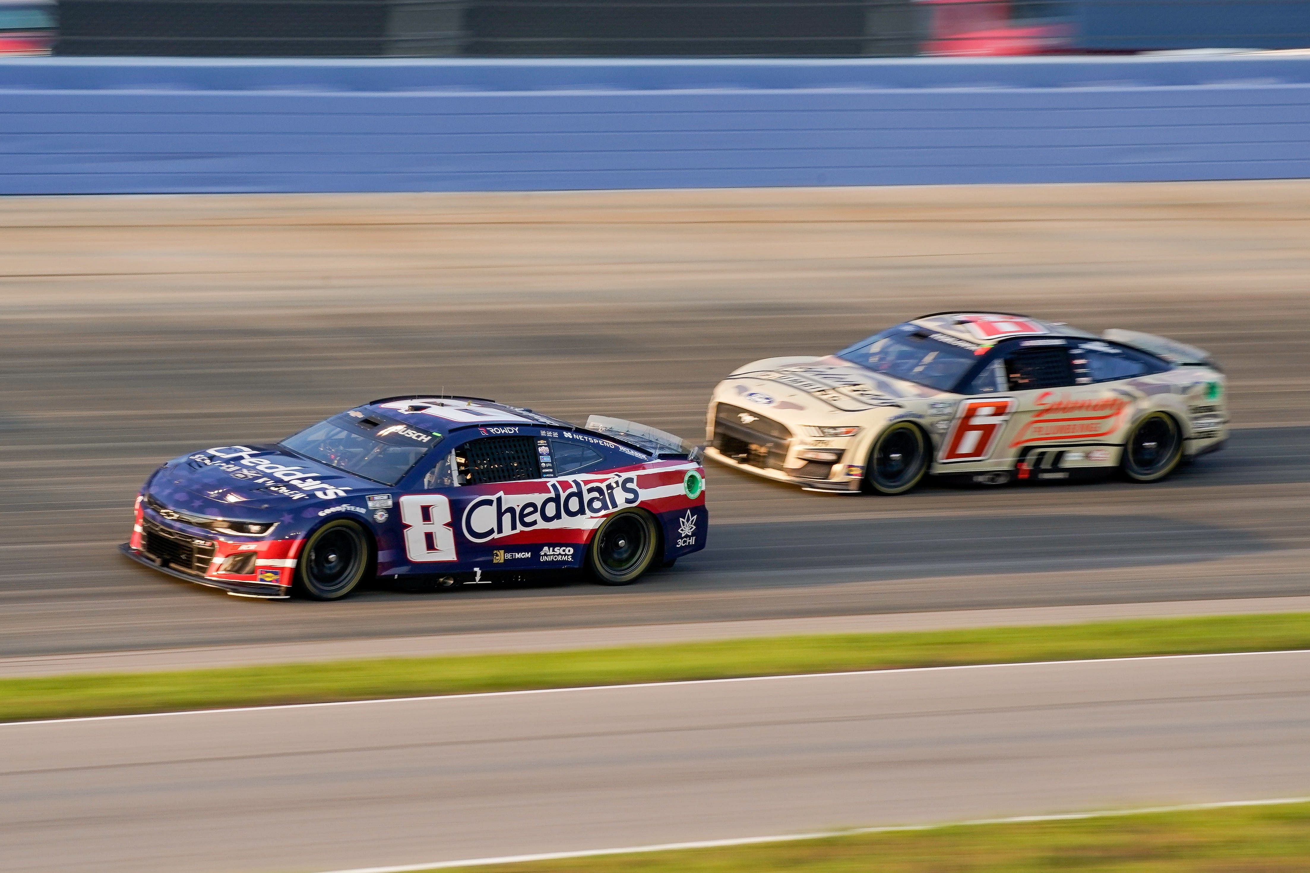 Kyle Busch (8) and Brad Keselowski (6) during the 2023 Ally 400 at Nashville. Source: Imagn